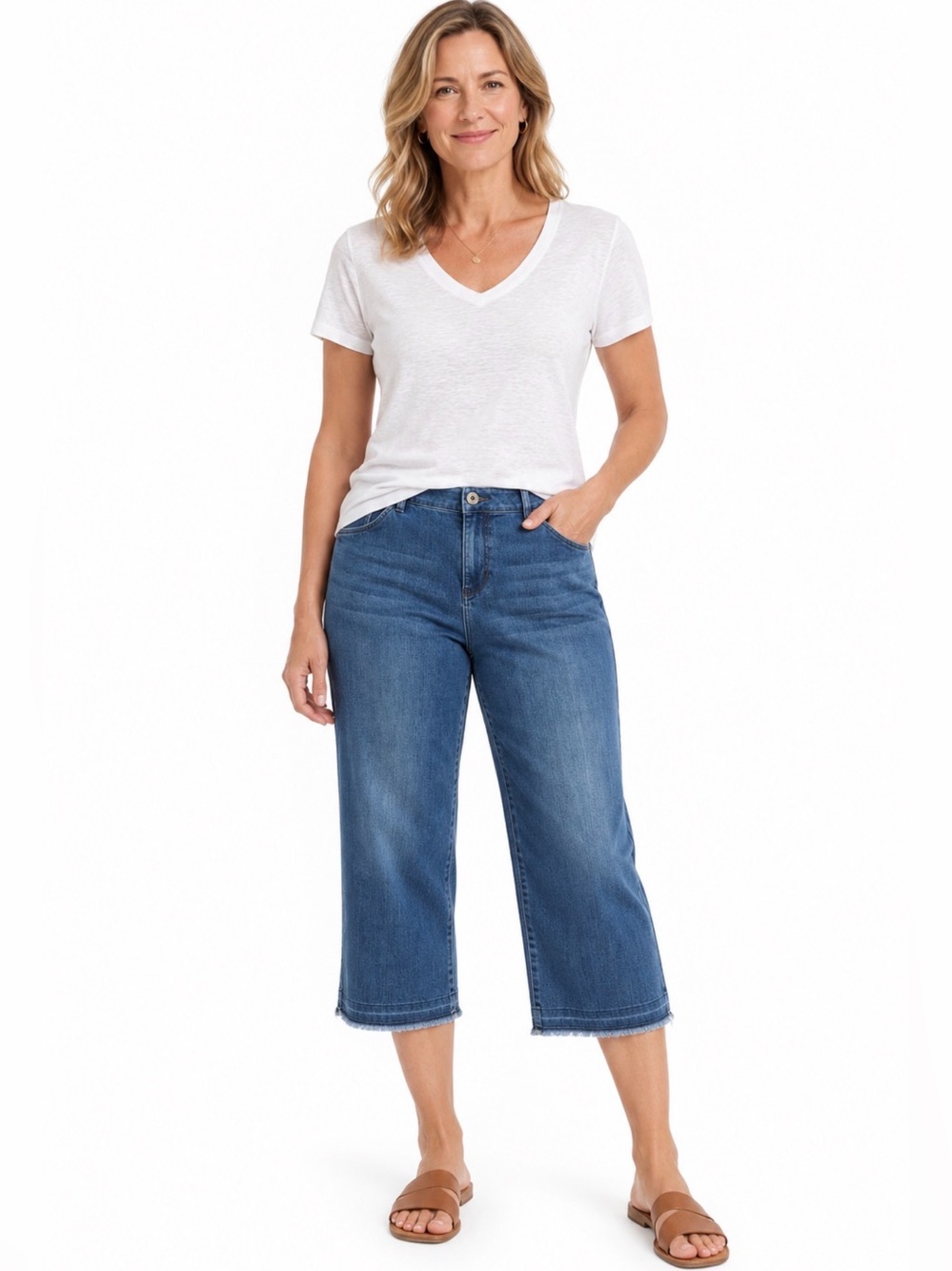 J. Jill Denim Authentic Fit Full Leg Crops Medium Wash Everyday CropJeans 10P
